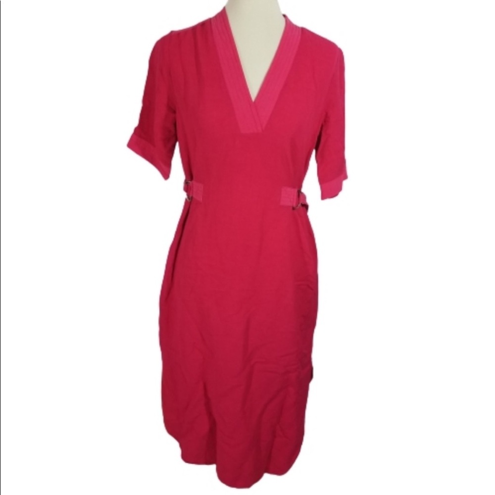 Scotch & Soda pink linen mix d ring midi dress m